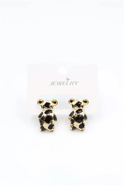 Mineli Ayıcık Küpe - Siyah