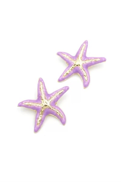 Mineli Deniz Yıldızı Küpe - Mor