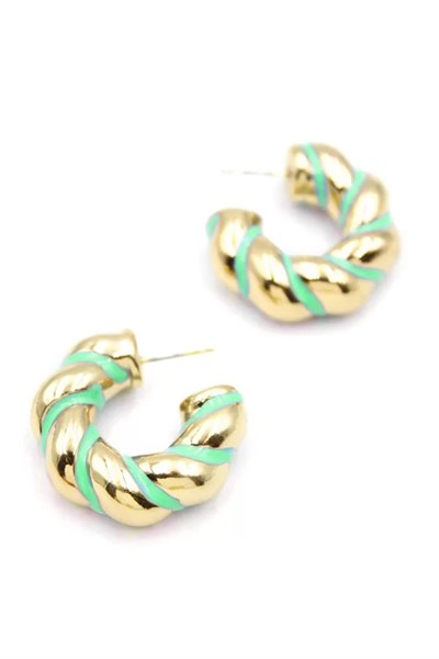 Mineli Halka Küpe - Yeşil