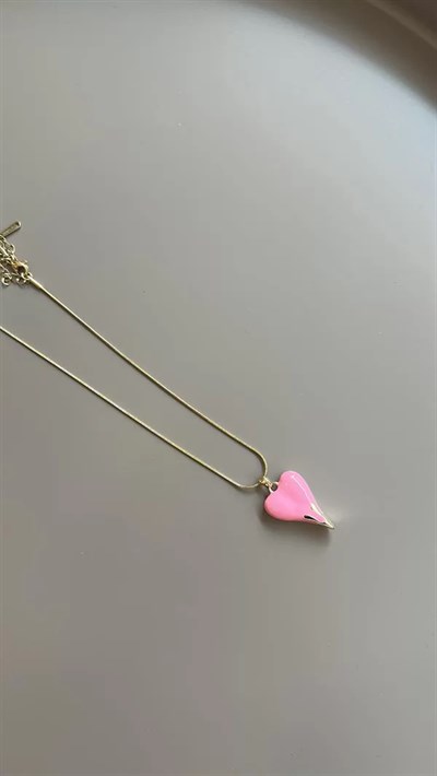 Mineli Kalp Kolye - Pembe