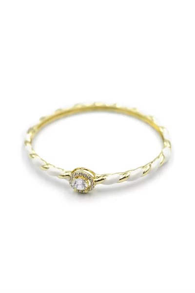 Mineli Taşlı Bilezik - Beyaz