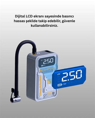 Mini Boy Elektrikli Şarjlı Yüksek Basınçlı Lastik Şişirme Pompası