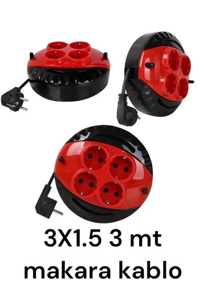 Mini Kablolu Makara 4lü 3mt (3X1,5CM)
