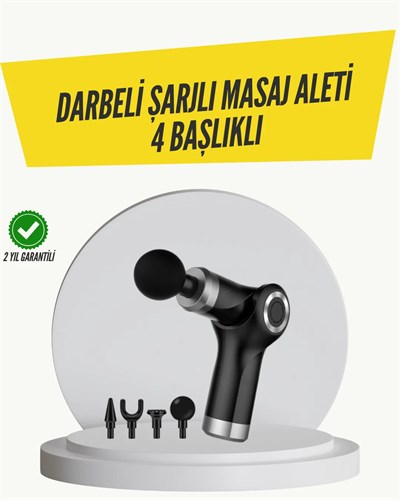 Mini Masaj Tabancası 4 Başlık 6 Hız Ayarlı