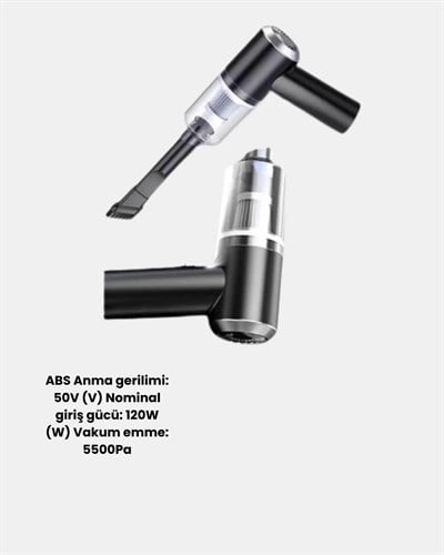 Mini Şarjlı Araç Süpürgesi – 120W Güçlü Motor, 5500PA Vakum Emiş, Yıkanabilir Filtre