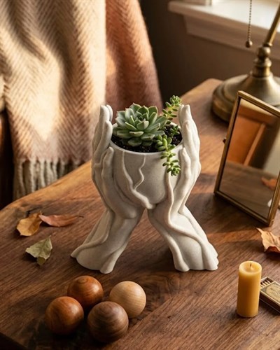 Minimalist El Tasarımlı Dekoratif 3D Saksı Vazo Modern Masa Dekoru