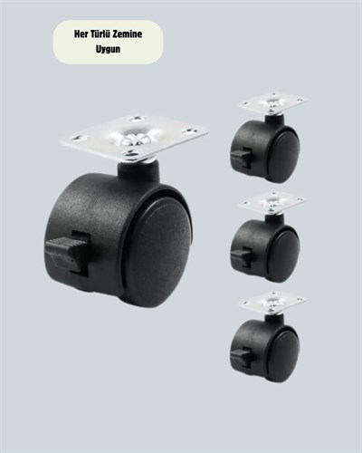Mobilya İçin Kilitli 4 cm Tekerlek Ayak Seti