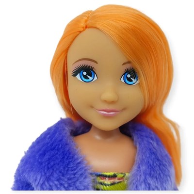 Moda İkonu Bebek Figür 13 cm - Turuncu Saçlı Neon Şıklık