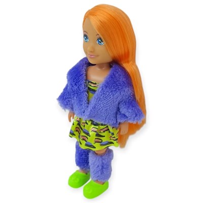 Moda İkonu Bebek Figür 13 cm - Turuncu Saçlı Neon Şıklık