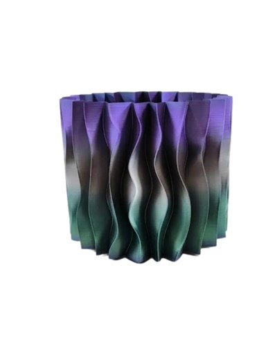 Modern Dalgalı Tasarımlı Mor 3D Dekoratif Vazo Ev Ofis Dekoru