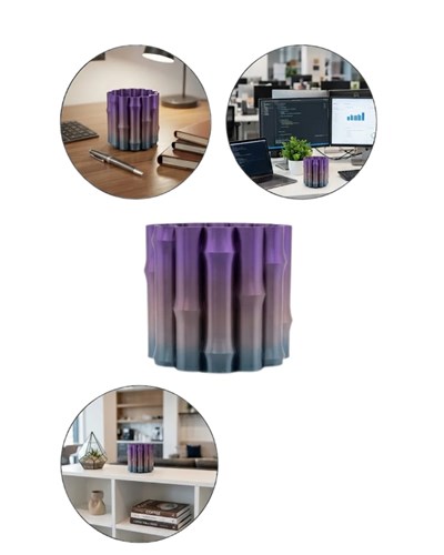 Modern Dekoratif Vazo Mor Gri Geçişli Şık Tasarım Masa Üstü Kullanım