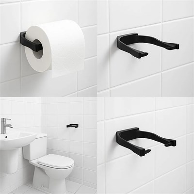 Modern Siyah Tuvalet Kağıtlığı Duvar Tipi Minimal Tasarım Peçetelik