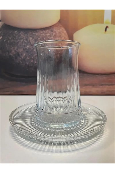 Müge 6lı Cam Çay Tabağı Çay Tabak Altlığı Royaleks-TG-2023