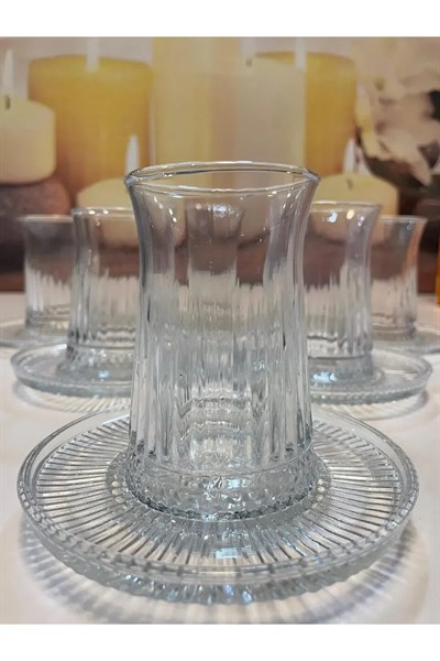 Müge 6lı Cam Çay Tabağı Çay Tabak Altlığı Royaleks-TG-2023