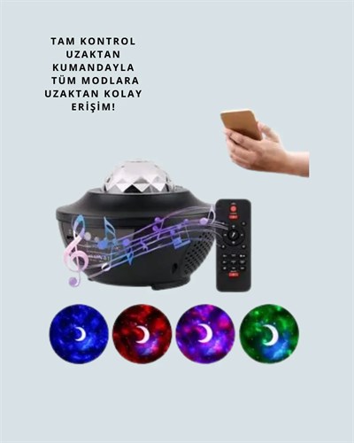 Müzik Ritimli Işık Değişimi & Dönen Dalga Efekti – Galaxy Projektör