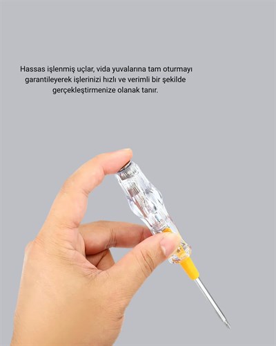 Neon Lambalı Elektrik Kontrol Kalemi Nikel Kaplama 110-220V