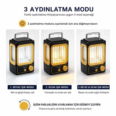 Nostalji Solar Lamba - USB Şarjlı 1500mAh