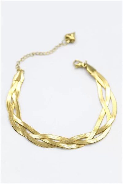 Örgü İtalyan Zincir Bileklik - Altın