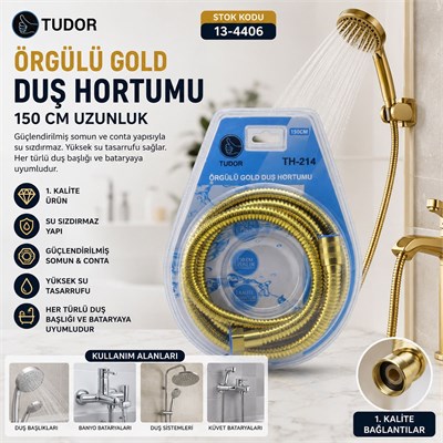 Örgülü Duş Hortumu 150 cm Gold