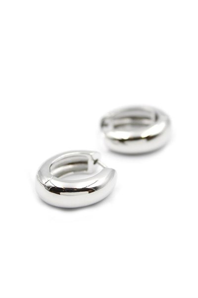 Oval Halka Küpe - Gümüş