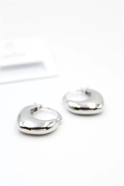 Oval Halka Küpe - Gümüş