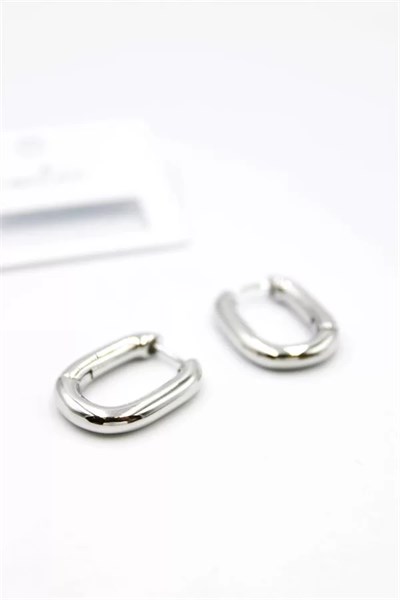 Oval Halka Küpe - Gümüş