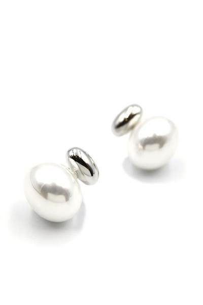 Oval İnci Küpe - Gümüş