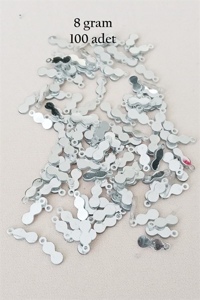 Oya Abiye Bileklik Kolye Pleksi Metalik Plastik Pul Gümüş Renk 8 gram 100 adet - BNC508