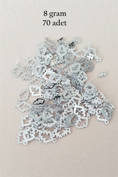 Oya Abiye Bileklik Kolye Pleksi Metalik Plastik Pul Gümüş Renk 8 gram 70 adet - BNC513