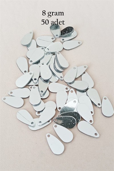 Oya Abiye Bileklik Kolye Pleksi Metalik Plastik Pul Gümüş Renk 8 gram 50 adet - BNC531