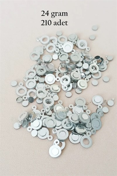 Oya Abiye Bileklik Kolye Pleksi Metalik Plastik Pul Gümüş Renk 24 gram 210 adet - BNC570