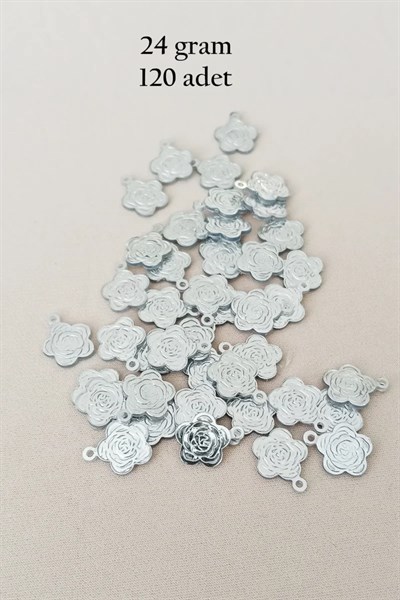Oya Abiye Bileklik Kolye Pleksi Metalik Plastik Pul Gümüş Renk 24 gram 120 adet - BNC584