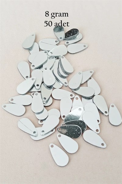 Oya Abiye Bileklik Kolye Pleksi Metalik Plastik Pul Gümüş Renk 8 gram 50 adet - BNC531