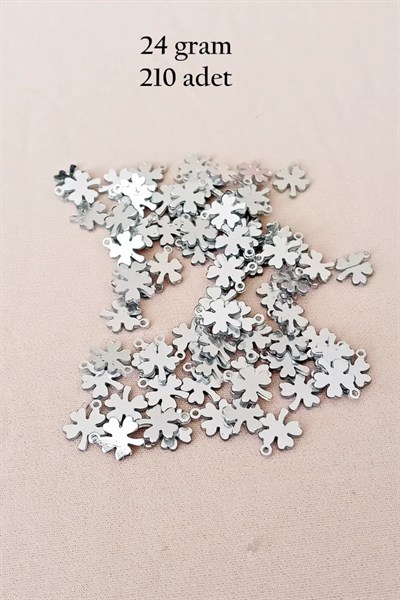 Oya Abiye Bileklik Kolye Pleksi Metalik Plastik Pul Gümüş Renk 24 gram 210 adet - BNC562