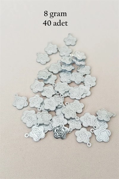 Oya Abiye Bileklik Kolye Pleksi Metalik Plastik Pul Gümüş Renk 8 gram 40 adet - BNC524