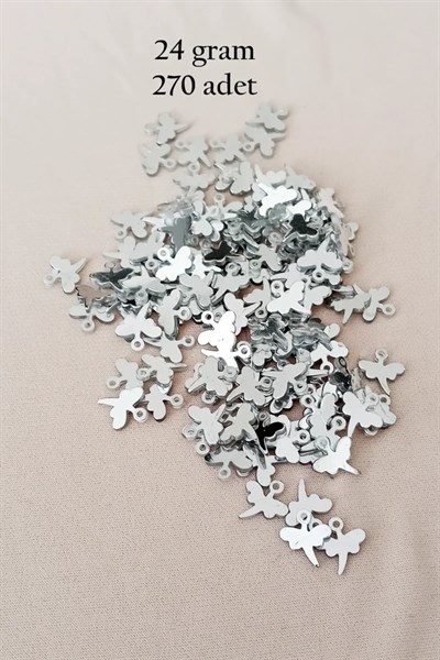 Oya Abiye Bileklik Kolye Pleksi Metalik Plastik Pul Gümüş Renk 24 gram 270 adet - BNC563