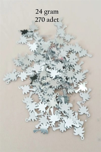 Oya Abiye Bileklik Kolye Pleksi Metalik Plastik Pul Gümüş Renk 24 gram 270 adet - BNC566