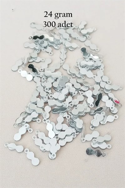 Oya Abiye Bileklik Kolye Pleksi Metalik Plastik Pul Gümüş Renk 24 gram 300 adet - BNC568