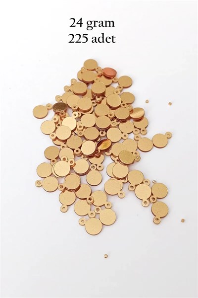 Oya Abiye Bileklik Kolye Pleksi Metalik Plastik Pul Altın Renk 24 gram 225 adet - BNC553