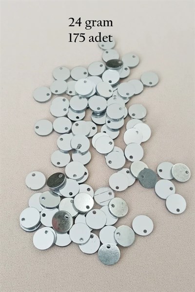 Oya Abiye Bileklik Kolye Pleksi Metalik Plastik Pul Gümüş Renk 24 gram 255 adet - BNC583