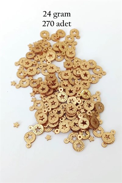 Oya Abiye Bileklik Kolye Pleksi Metalik Plastik Pul Altın Renk 24 gram 270 adet - BNC537