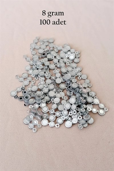 Oya Abiye Bileklik Kolye Pleksi Metalik Plastik Pul Gümüş Renk 8 gram 100 adet - BNC500