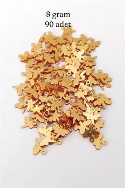Oya Abiye Bileklik Kolye Pleksi Metalik Plastik Pul Altın Renk 8 gram 90 adet - BNC495