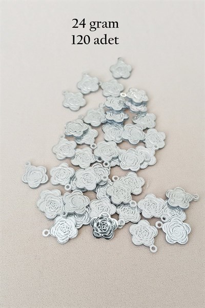 Oya Abiye Bileklik Kolye Pleksi Metalik Plastik Pul Gümüş Renk 24 gram 120 adet - BNC584