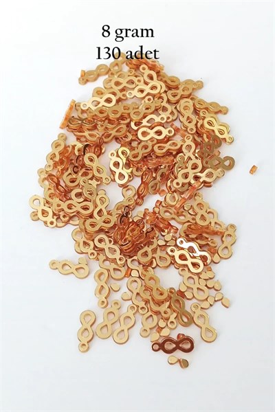 Oya Abiye Bileklik Kolye Pleksi Metalik Plastik Pul Altın Renk 8 gram 130 adet - BNC487
