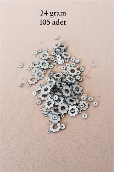 Oya Abiye Bileklik Kolye Pleksi Metalik Plastik Pul Gümüş Renk 24 gram 105 adet - BNC561