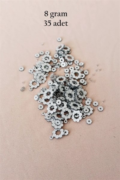 Oya Abiye Bileklik Kolye Pleksi Metalik Plastik Pul Gümüş Renk 8 gram 35 adet - BNC501