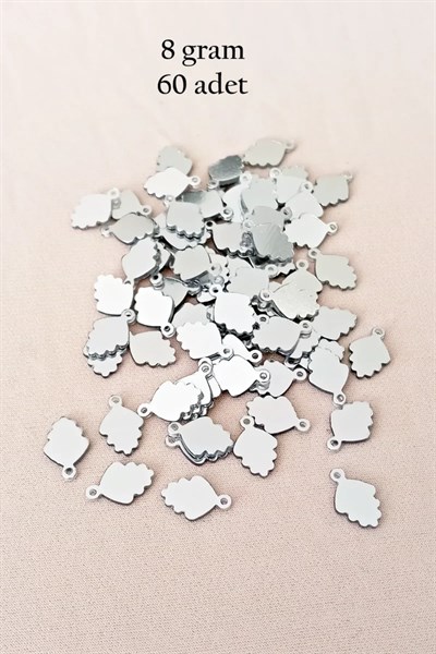 Oya Abiye Bileklik Kolye Pleksi Metalik Plastik Pul Gümüş Renk 8 gram 60 adet - BNC504