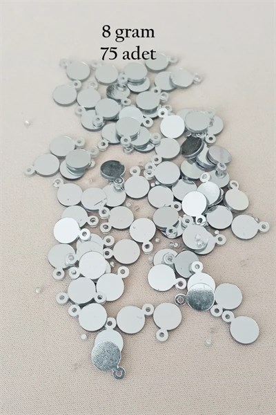 Oya Abiye Bileklik Kolye Pleksi Metalik Plastik Pul Gümüş Renk 8 gram 75 adet - BNC520