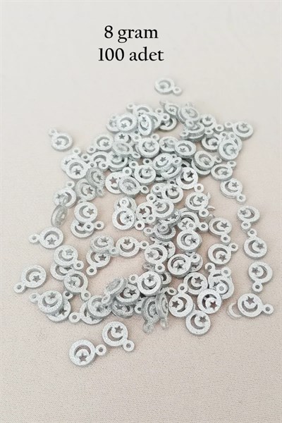 Oya Abiye Bileklik Kolye Pleksi Metalik Plastik Pul Gümüş Renk 8 gram 100 adet - BNC516